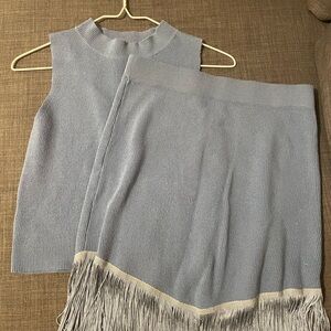 Knit Blue Fringe Set